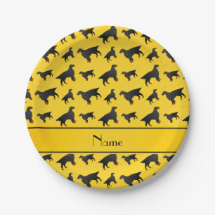 Personalized name yellow gordon setter dogs paper plate