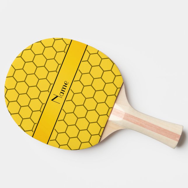 Personalized name yellow honeycomb ping pong paddle (Side)