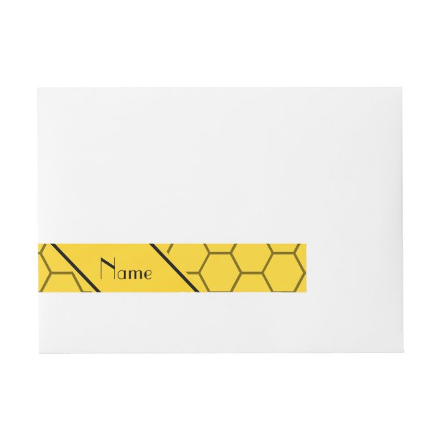 Personalized name yellow honeycomb wraparound address label (Front)