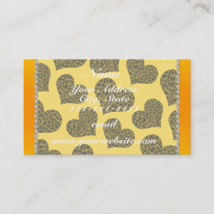 Personalized name yellow leopard hearts business card