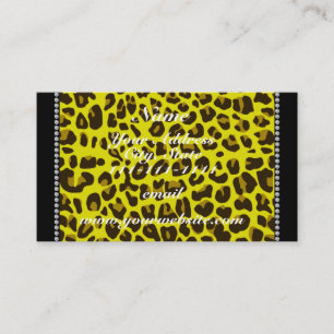 Personalized name yellow leopard pattern business card
