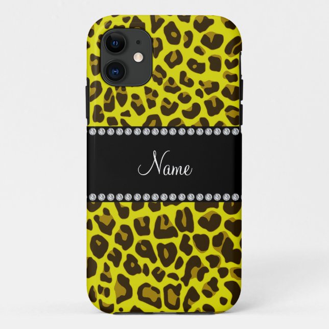 Personalized name yellow leopard pattern Case-Mate iPhone case (Back)