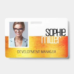 Personalized Name Yellow Orange Gradient Trendy Badge