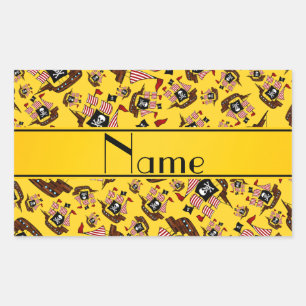 Personalized name yellow pirate ships sticker