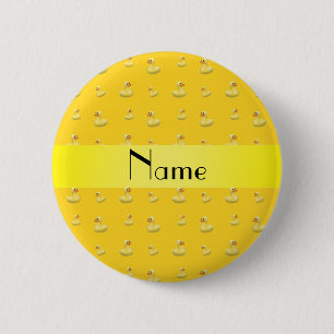 Personalized name yellow rubber duck pattern 2 inch round button