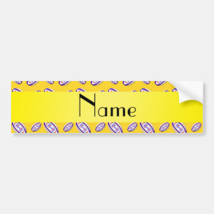 Personalized name yellow rugby balls bumper sticker