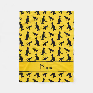Personalized name yellow trex dinosaurs fleece blanket