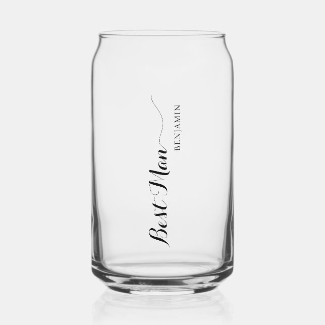 Personalized Named Best Man Can Glass (Front)