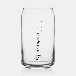 Personalized Named Bridesmaid Can Glass