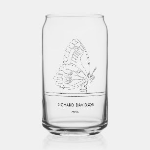 Personalized Named Butterfly Image Can Glass