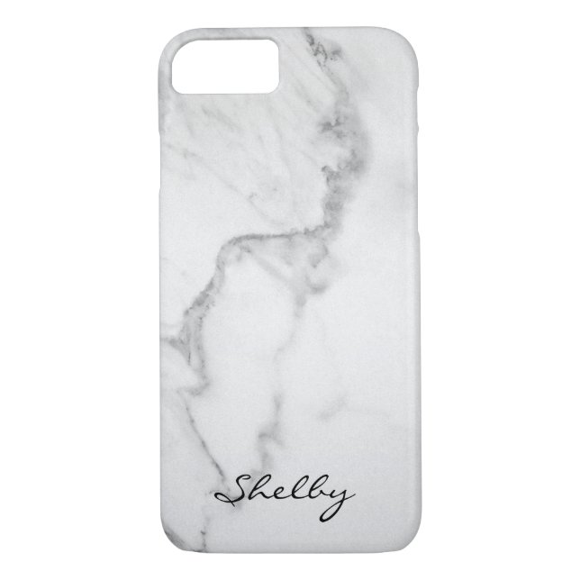 Personalized Named Carrara Marble iPhone 7 Case (Back)