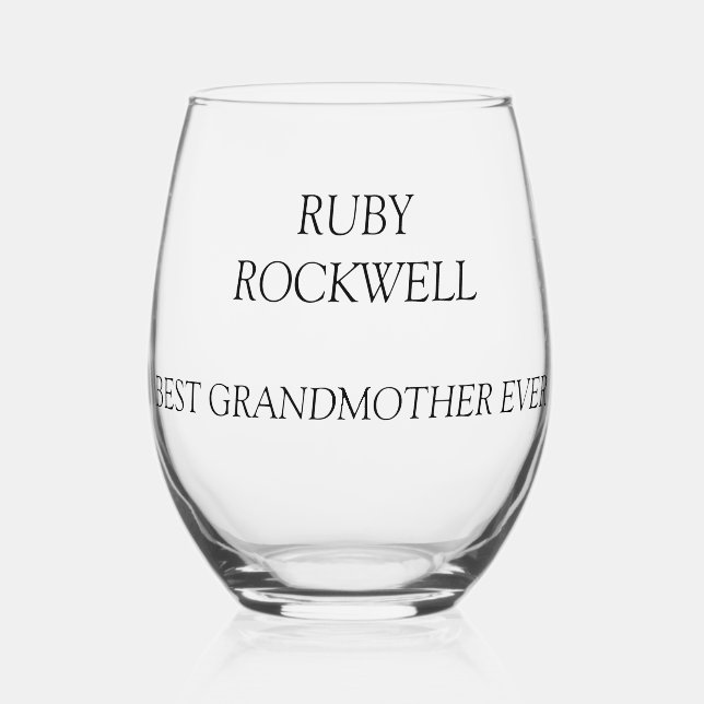 Personalized Named Grandmother Stemless Wine Glass (Front)