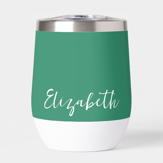 Personalized Named Green Thermal Wine Tumbler (Front)