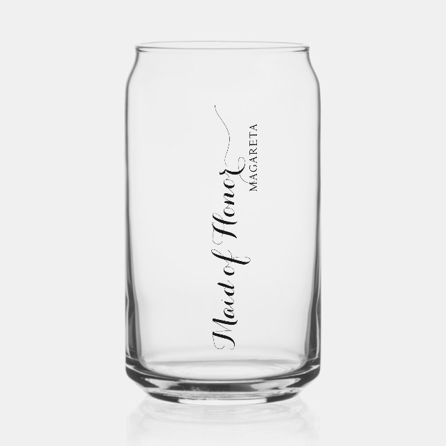Personalized Named Maid of Honour Can Glass (Front)