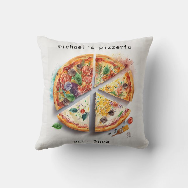 Personalized Named Pizzeria Throw Pillow (Back)