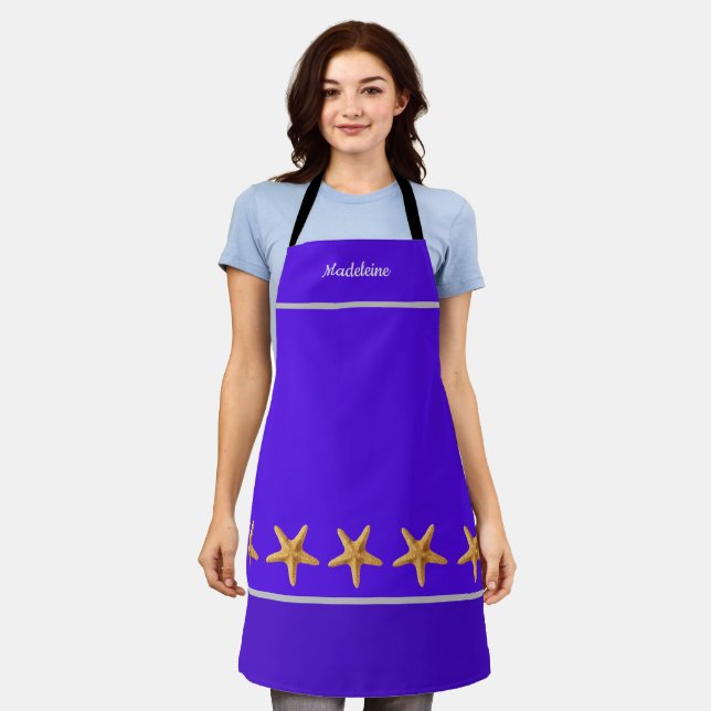 Personalized Named Purple w/ Starfish Apron (Worn)