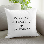 Personalized Names and Date Wedding Anniversary Throw Pillow<br><div class="desc">Create your own custom wedding anniversary gift featuring personalized names and date in typewriter typography.</div>