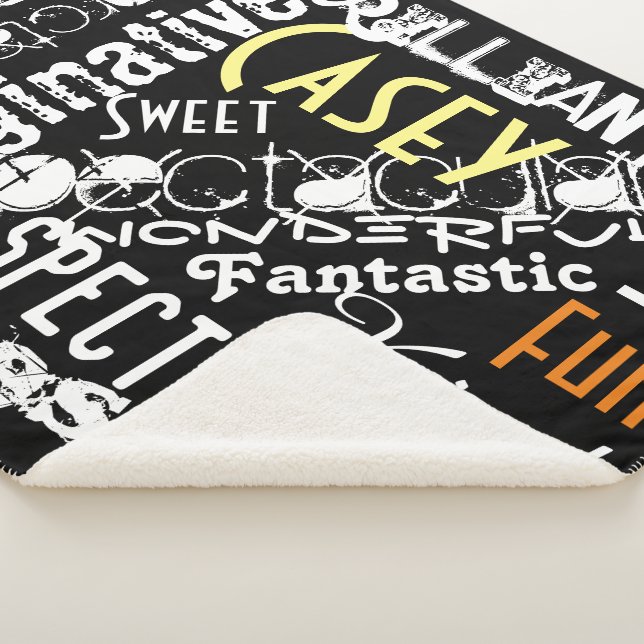 Personalized Names and Words of Love 'n Friendship Sherpa Blanket (3/4)