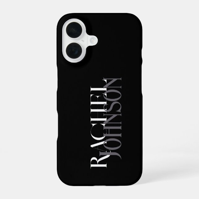 Personalized Names Black Grey  iPhone 16 Case (Back)