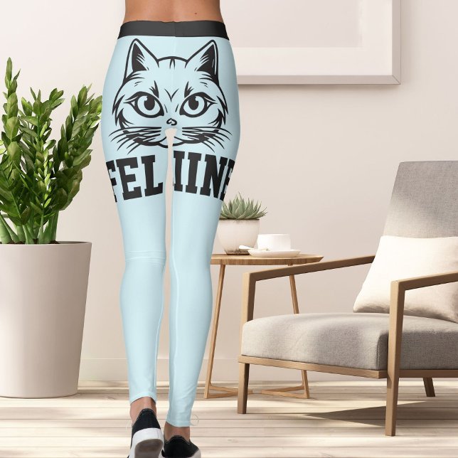 Personalized Names Blue Grey Stripes Cute Cat Pet Leggings (Creator Uploaded)