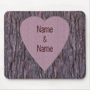 Personalized Names Carved In Tree Mouse Pad