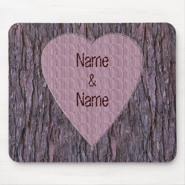Personalized Names Carved In Tree Mouse Pad (Front)