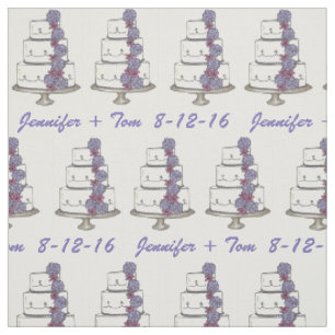 Personalized Names Date Wedding Cake Purple Rose Fabric