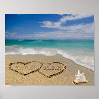 Personalized Names Hearts In Sand Picture