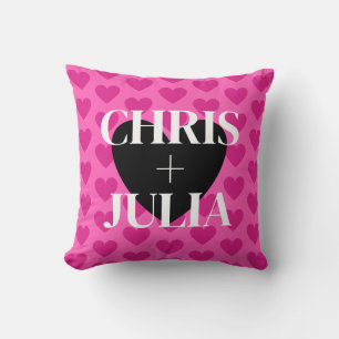 Personalized Names Hot Pink Valentine's Day Throw Pillow
