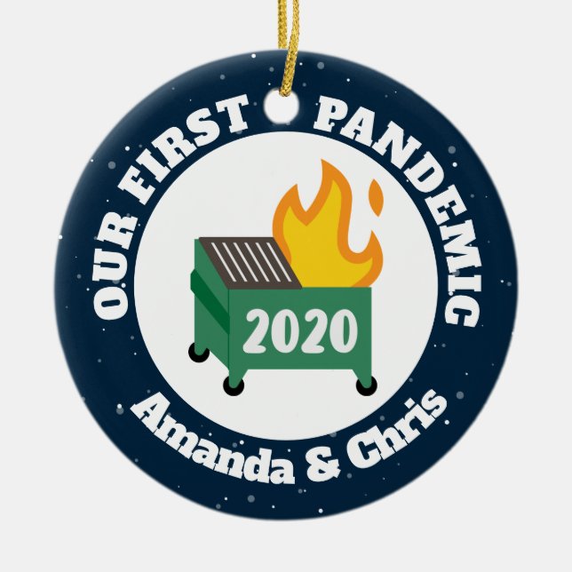 Personalized names Our First Pandemic 2020 Ceramic Ornament (Front)
