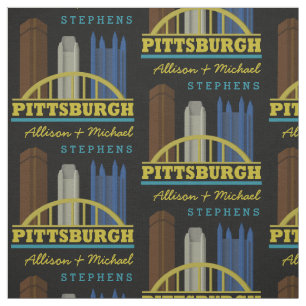 Personalized Names Pittsburgh Pennsylvania Skyline Fabric