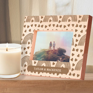 Personalized Names Rainbow and Heart Pattern Etched Frames