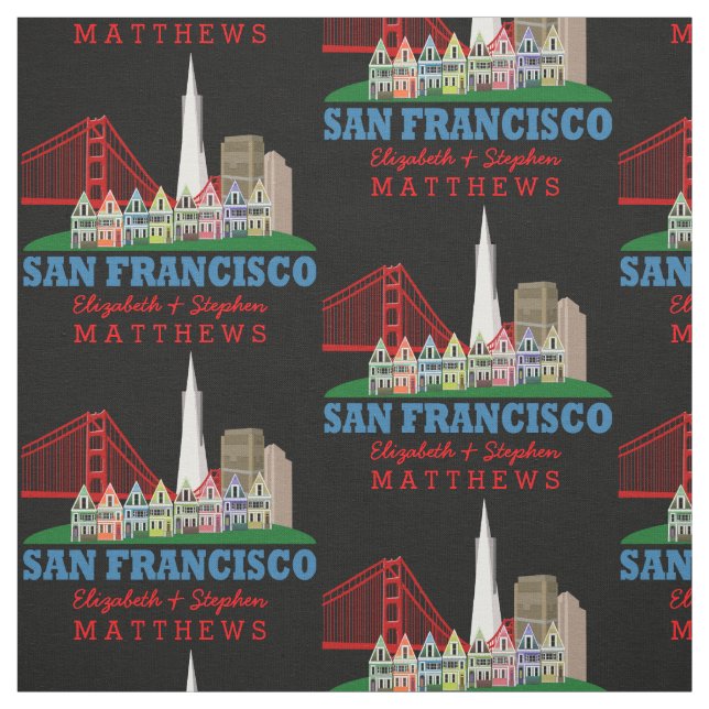 Personalized Names San Francisco Skyline Fabric (Swatch)