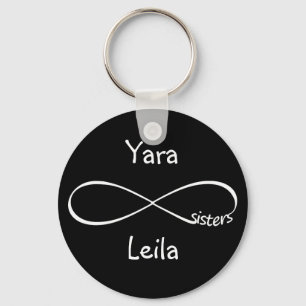 Personalized Names Sisters Infinity Symbol Simple Keychain