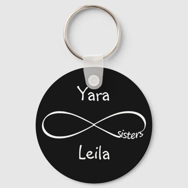 Personalized Names Sisters Infinity Symbol Simple Keychain (Front)