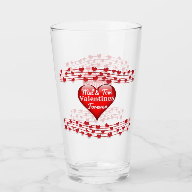Personalized Names Valentines Forever Glass Cup (Front)