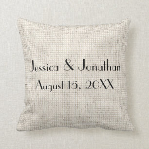 Personalized Names & Wedding Date Linen Pillow