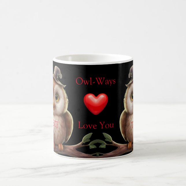 Personalized Names with Owl Love Play on Words Coffee Mug (Center)