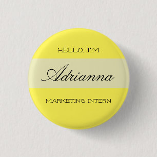 Personalized Nametag Button with Job Title Yellow