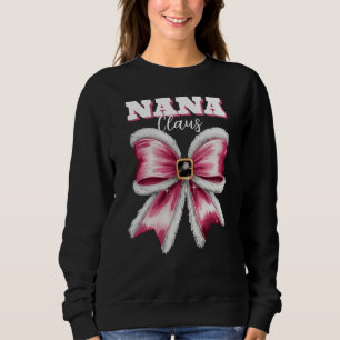 Personalized Nana Claus Santa Bow Christmas Sweatshirt