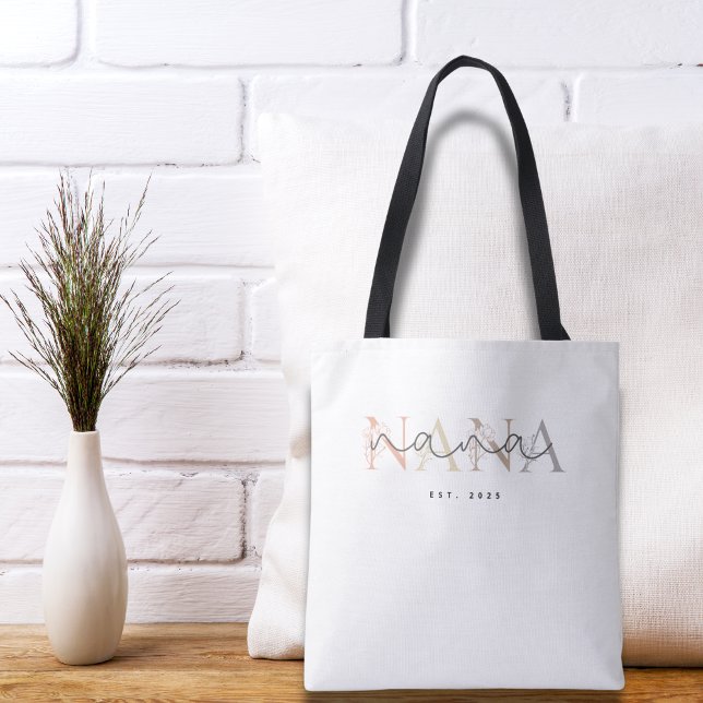 Personalized Nana Grandma Floral Elegance  Tote Bag (Creator Uploaded)
