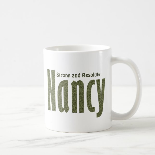 Personalized "Nancy" in Army Green Camouflage Coffee Mug (Right)