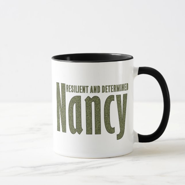 Personalized "Nancy" in Dark Army Green Camouflage Mug (Right)