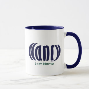 Personalized "Nancy" in Hunter Green and Navy Blue Mug