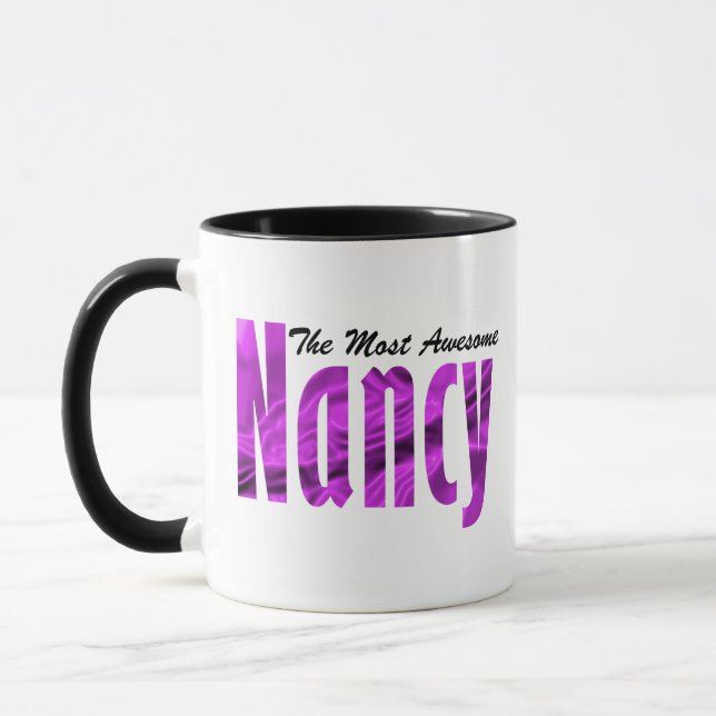 Personalized "Nancy" in Vibrant Purple Colour Sati Mug (Left)