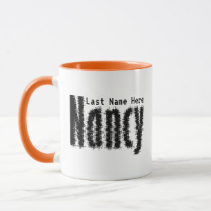 Personalized "Nancy" Name in Black Pixelated Art Mug