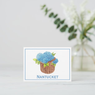 Personalized Nantucket Basket with Blue Hydrangeas Card