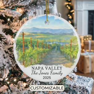 Personalized Napa Valley Ornament, California Ceramic Ornament