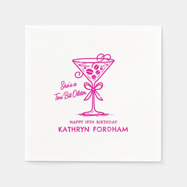 Personalized Napkins 19th Birthday Martini (Front)