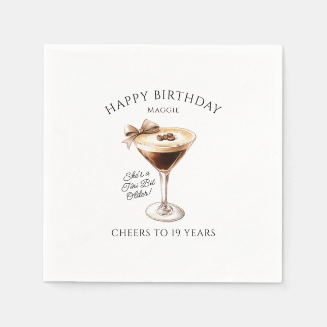Personalized Napkins 19th Birthday Martini (Front)